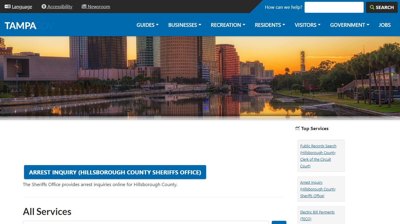 Arrest Inquiry (Hillsborough County Sheriffs Office) - City of Tampa